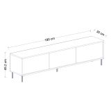 Mobile Porta tv Beige Maro 3 Vani 3 Ante 180x35x45h cm, Apertura a Ribalta - Sassello