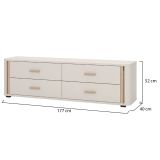 Mobile Porta tv Beige Marrone 4 Cassetti un Ripiano 176.5x40x52h cm, Apertura Scorrevole - Terenzo