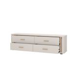 Mobile Porta tv Beige Marrone 4 Cassetti un Ripiano 176.5x40x52h cm, Apertura Scorrevole - Terenzo