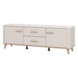 Mobile Porta tv Beige Marrone Rovere 2 Cassetti un Ripiano 154x40x52.5h cm, 2 Ante - Terento