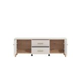 Mobile Porta tv Beige Marrone Rovere 2 Cassetti un Ripiano 154x40x52.5h cm, 2 Ante - Terento