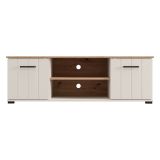 Mobile Porta tv Beige Marrone Rovere 2 Ripiani 2 Ante 137x40x44h cm, Ante Effetto Rigato - Valda