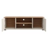 Mobile Porta tv Beige Marrone Rovere 2 Ripiani 2 Ante 137x40x44h cm, Ante Effetto Rigato - Valda