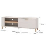 Mobile Porta tv Beige Marrone Rovere 2 Ripiani Un'anta 157x40x52h cm, 3 Vani - Magliolo
