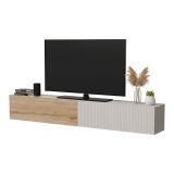 Mobile Porta tv Beige Marrone Rovere Modulabile un Ripiano 200x30x31h cm, 2 Ante - Sindia