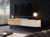Mobile Porta tv Beige Marrone Rovere Modulabile un Ripiano 200x30x31h cm, 2 Ante - Sindia