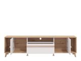 Mobile Porta tv Beige Marrone Rovere Nodi un Cassetto 4 Ripiani 189x40x52h cm, 2 Ante - Cavour