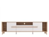 Mobile Porta tv Beige Marrone Rovere Nodi un Cassetto 4 Ripiani 189x40x52h cm, 2 Ante - Cavour
