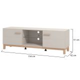 Mobile Porta tv Beige Marrone Rovere un Ripiano 2 Ante 154x41.5x50.5h cm, 4 Vani - Dosimo