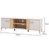 Mobile Porta tv Beige Marrone Rovere un Ripiano 2 Ante 163.5x40x52h cm, 4 Vani - Lauco