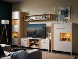 Mobile Porta tv Beige Marrone Rovere un Ripiano 2 Ante 163.5x40x52h cm, 4 Vani - Lauco