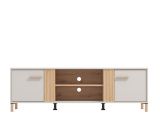 Mobile Porta tv Beige Marrone Rovere un Ripiano 2 Ante 163.5x40x52h cm, 4 Vani - Lauco
