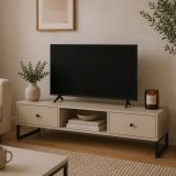 Mobile Porta tv Beige Nero 2 Cassetti 2 Ripiani 115x33x43h cm, con Piedini - Lilito
