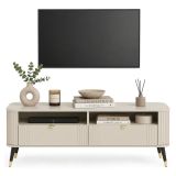Mobile Porta tv Beige Nero 2 Cassetti 3 Ripiani 138x40x53h cm, Ante Effetto Rigato - Limefa