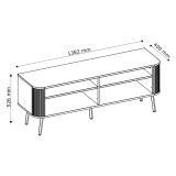 Mobile Porta tv Beige Nero 2 Cassetti 3 Ripiani 138x40x53h cm, Ante Effetto Rigato - Limefa