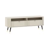 Mobile Porta tv Beige Nero 2 Cassetti 3 Ripiani 138x40x53h cm, Ante Effetto Rigato - Limefa