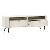 Mobile Porta tv Beige Nero 2 Cassetti 3 Ripiani 138x40x53h cm, Ante Effetto Rigato - Limefa