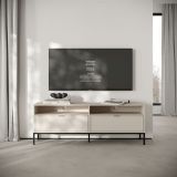Mobile Porta tv Beige Nero 2 Cassetti 3 Ripiani 150x40x60h cm, con Piedini - Liloraba