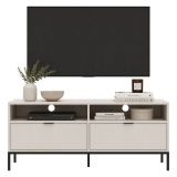 Mobile Porta tv Beige Nero 2 Cassetti 3 Ripiani 150x40x60h cm, con Piedini - Liloraba