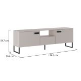 Mobile Porta tv Beige Nero un Cassetto 2 Ante 179x40x60h cm, 3 Vani - Careri