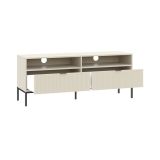 Mobile Porta tv Beige Scuro Nero 2 Cassetti 3 Ripiani 150x40x60h cm, Ante Effetto Rigato - Limame