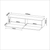 Mobile Porta tv Beige un Ripiano 2 Ante 144x32x32h cm, led Incluso - Mocogno