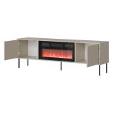 Mobile Porta tv Beige un Ripiano 2 Ante 180x40x60h cm, Caminetto Incluso - Silvi