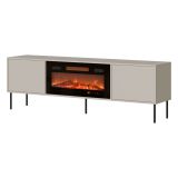 Mobile Porta tv Beige un Ripiano 2 Ante 180x40x60h cm, Caminetto Incluso - Silvi