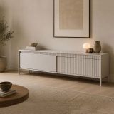 Mobile Porta tv Beige un Ripiano 2 Ante 187x40x53h cm, Ante Effetto Rigato - Kami