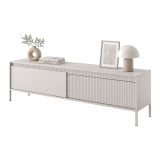 Mobile Porta tv Beige un Ripiano 2 Ante 187x40x53h cm, Ante Effetto Rigato - Kami