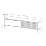Mobile Porta tv Beige un Ripiano 2 Ante 187x40x53h cm, Ante Effetto Rigato - Kami
