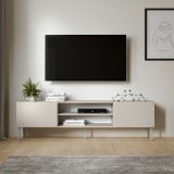 Mobile Porta tv Beige un Ripiano 2 Ante 200x42x57h cm, con Piedini in Metallo - Cesara
