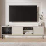 Mobile Porta tv Beige un Ripiano 3 Ante 200x40x60h cm, Anta Dettaglio Vetro - Fiuggi