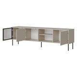 Mobile Porta tv Beige un Ripiano 3 Ante 200x40x60h cm, Anta Dettaglio Vetro - Fiuggi