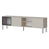 Mobile Porta tv Beige un Ripiano 3 Ante 200x40x60h cm, Anta Dettaglio Vetro - Fiuggi