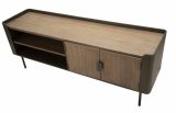 Mobile porta TV Berlingo, Credenza da soggiorno, Armadio basso per TV, Base parete attrezzata, 150x42 h58 cm, Grigio e Marrone