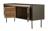 Mobile porta TV Berlingo, Credenza da soggiorno, Armadio basso per TV, Base parete attrezzata, 150x42 h58 cm, Grigio e Marrone