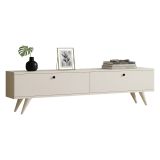 Mobile Porta tv Bianco 2 Ante 2 Vani 160x25x40h cm, Apertura a Ribalta - Atestino