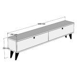 Mobile Porta tv Bianco 2 Ante 2 Vani 160x25x40h cm, Apertura a Ribalta - Atestino