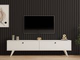 Mobile Porta tv Bianco 2 Ante 2 Vani 160x25x40h cm, Apertura a Ribalta - Atestino