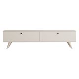 Mobile Porta tv Bianco 2 Ante 2 Vani 160x25x40h cm, Apertura a Ribalta - Atestino