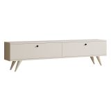 Mobile Porta tv Bianco 2 Ante 2 Vani 160x25x40h cm, Apertura a Ribalta - Atestino