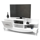 Mobile Porta tv Bianco 2 Ripiani Apertura a Ribalta 130x45x51h cm, Un'anta - Rinaldo