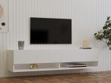 Mobile Porta tv Bianco 2 Ripiani Apertura a Ribalta 141x30x31h cm, 2 Ante - Olmi