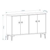 Mobile Porta tv Bianco 2 Ripiani Apertura Battente 120x30x75h cm, 4 Ante - Cerva