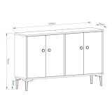 Mobile Porta tv Bianco 2 Ripiani Apertura Battente 120x30x75h cm, 4 Ante - Cervai