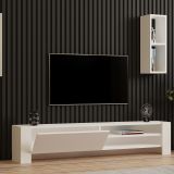 Mobile Porta tv Bianco 2 Ripiani Un'anta 160x27x33h cm, con Pensile - Cuorgne