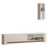 Mobile Porta tv Bianco 2 Ripiani Un'anta 160x27x33h cm, con Pensile - Cuorgne