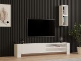Mobile Porta tv Bianco 2 Ripiani Un'anta 160x27x33h cm, con Pensile - Cuorgne