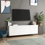 Mobile Porta tv Bianco 3 Ante 3 Vani 150x31x44h cm, Apertura Battente - Osidda